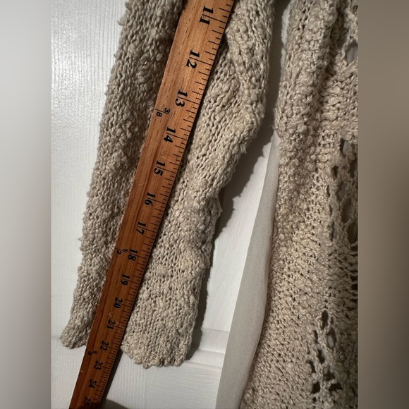 KNITTED & KNOTTED Anthropologie LG Ivory Boucle Delicate Open Knit Sweater Scoop - Picture 12 of 14